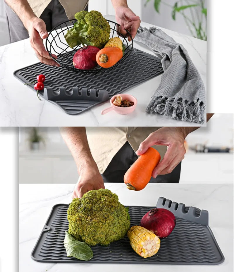 Silicone Dish Drying Mat Counter Top Mat Dish