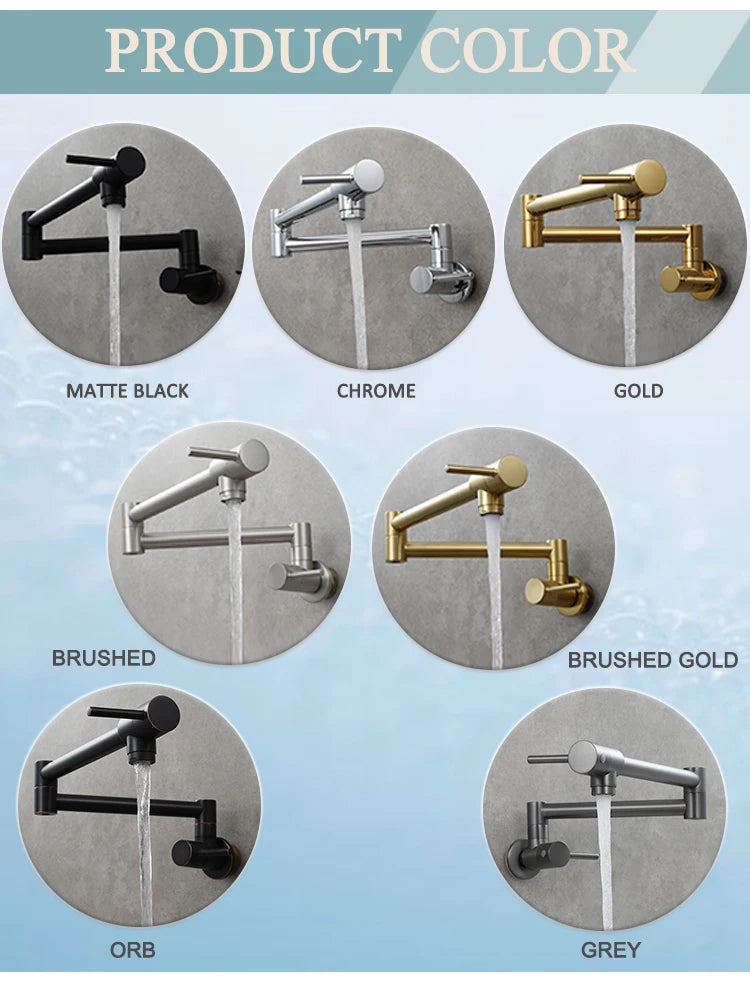 Brass Pot Filler Tap Wall Mount Foldable Faucet