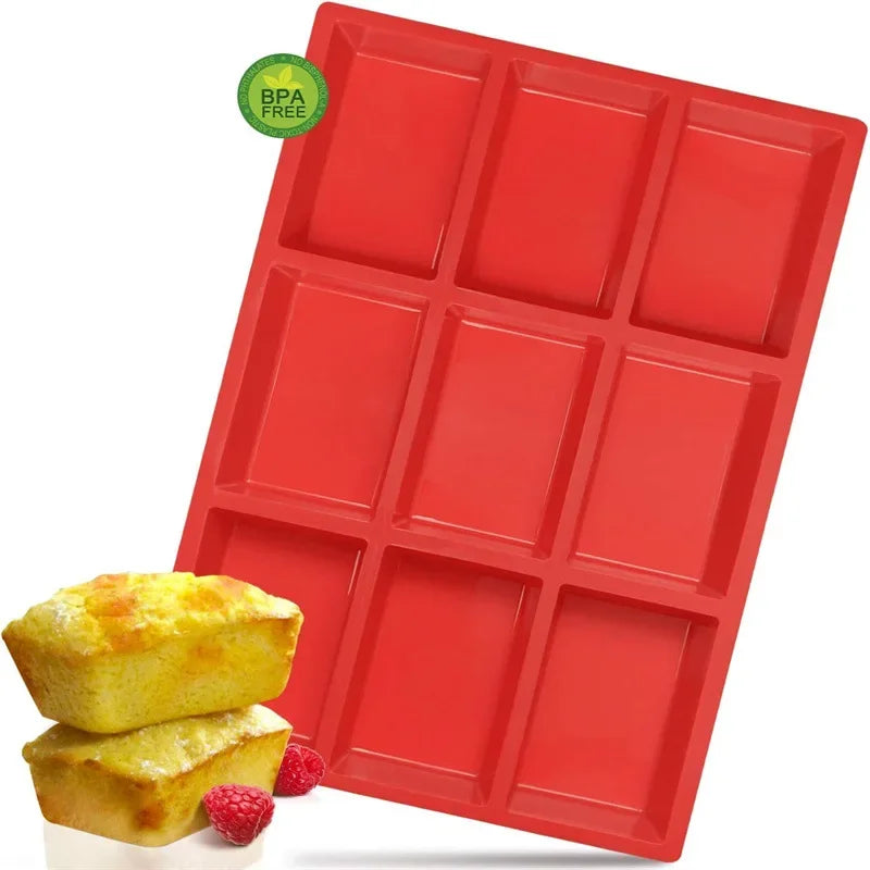 1pc 9-Cavity Silicone Mini Loaf Pan Baking Cake