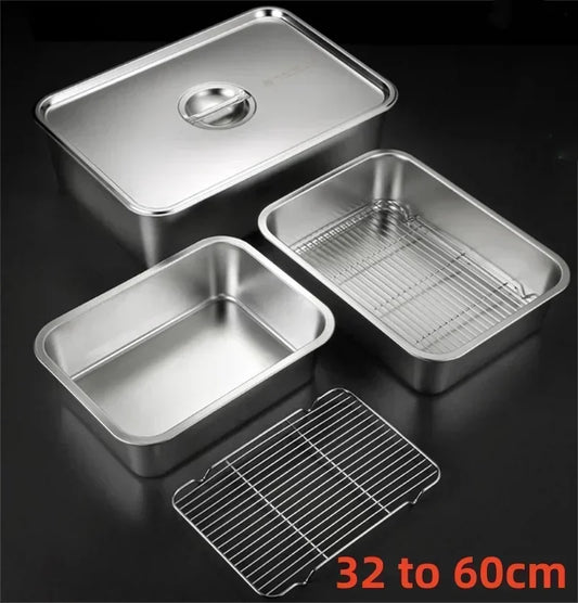 Thicken Stainless Steel Serving Tray Lid Rectangle Metal
