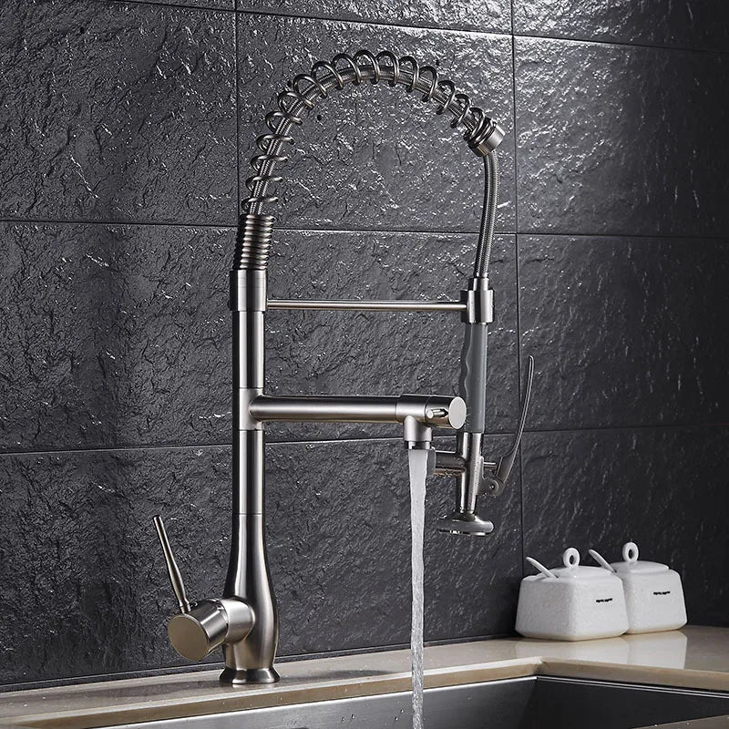 Faucet Brushed Nickel Pull-Out Faucet Swivel Dual Purpose