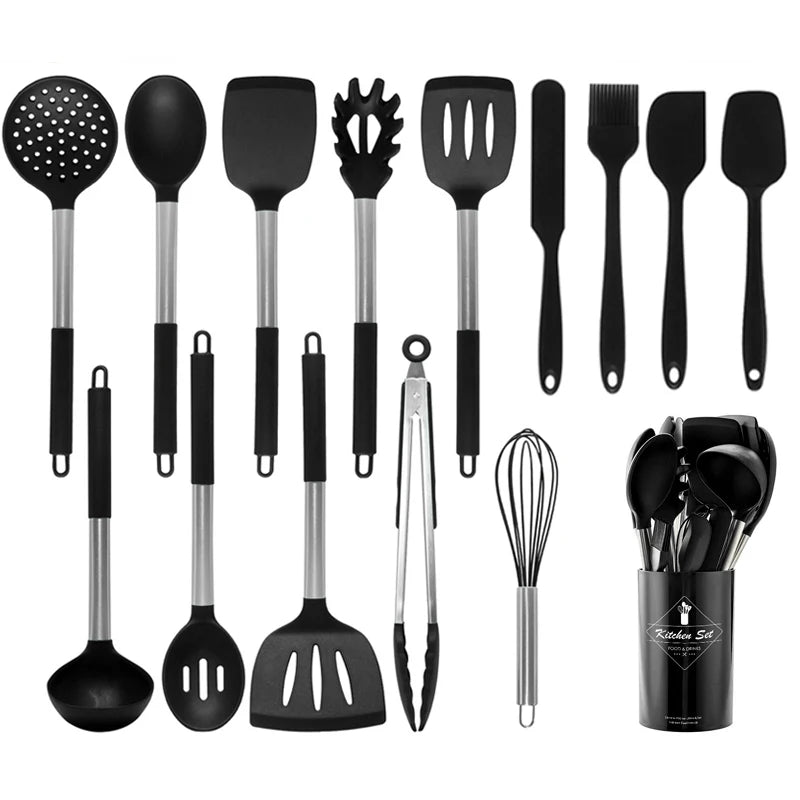 Black Non-Stick Silicone Kitchenware Cooking Utensils Cookware