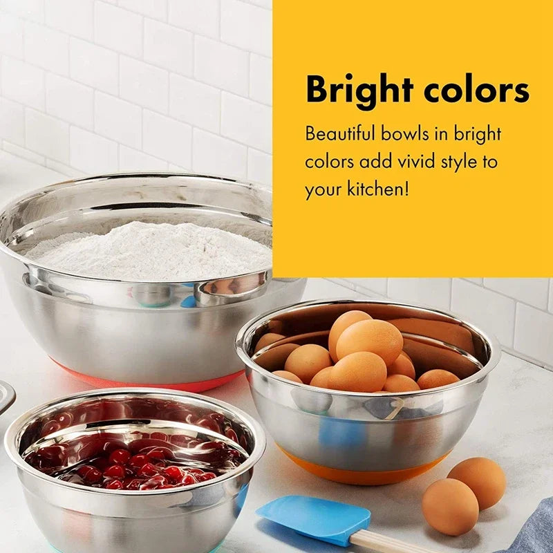 Colors Stainless Steel Mixing Bowl Lid Egg Mixer