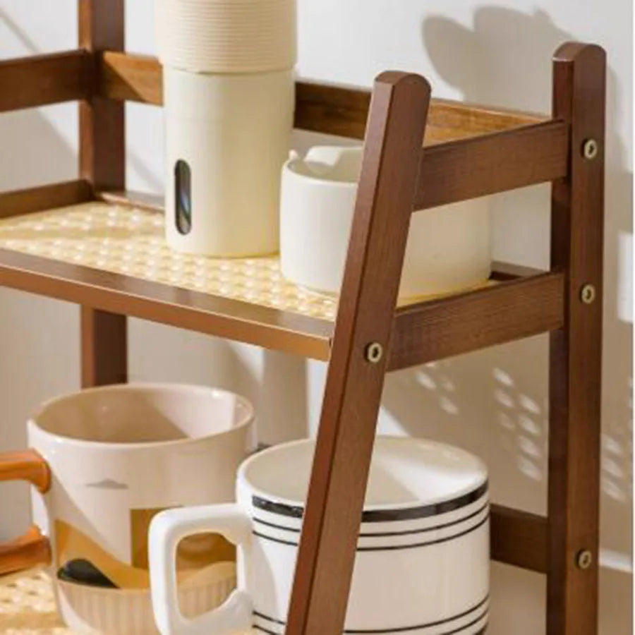 Countertop Organizer Layer Coffee Cup Holder Multipurpose Bamboo