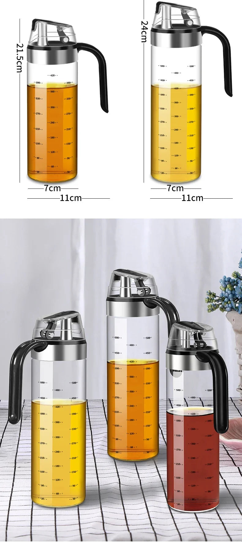 2pcs Cooking Seasoning Bottle Dispenser Sauce Bottle Glass