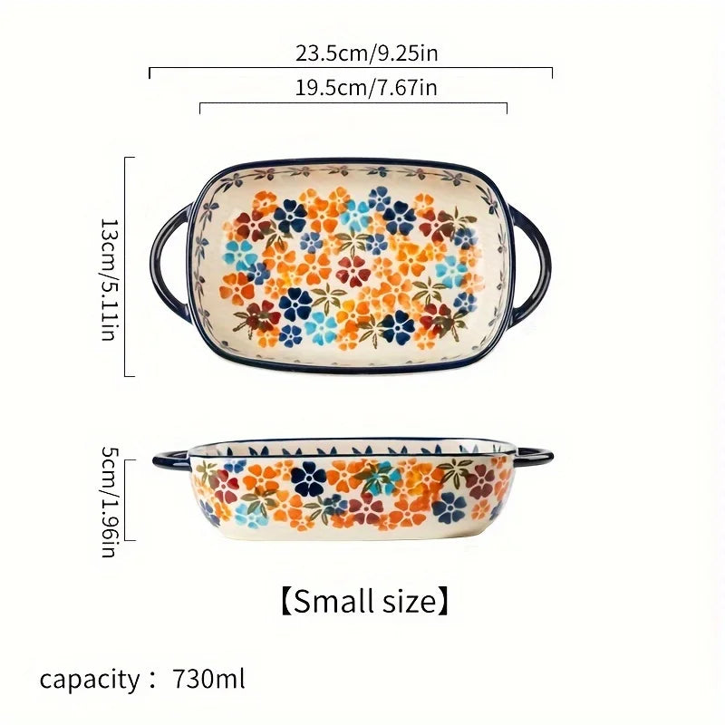 1pc Colored Hand-Painted Ceramic Baking Dish Suitable Salads