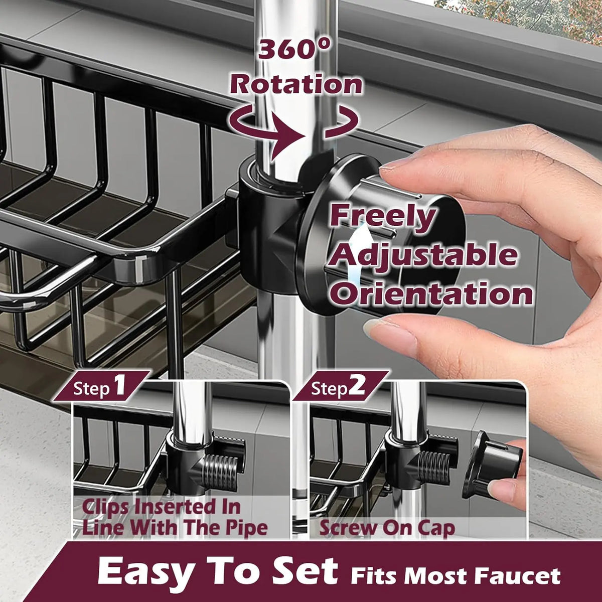 Faucet Organizer Sponge Holder Sink Adjustable Sink Organizer
