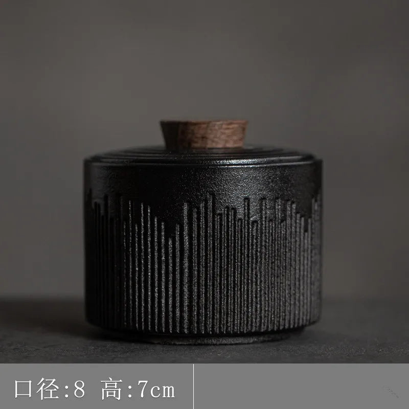 Small Tea Caddy Ceramic Jar Coffee Can Tea