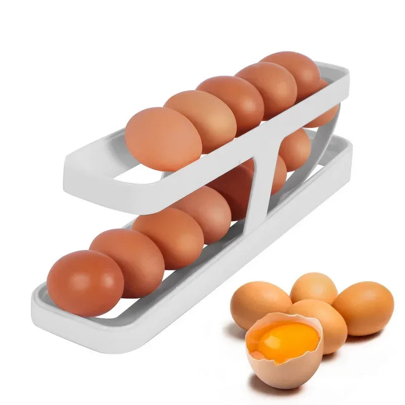 Automatic Rolling Egg Holder Rack Fridge Storage Box