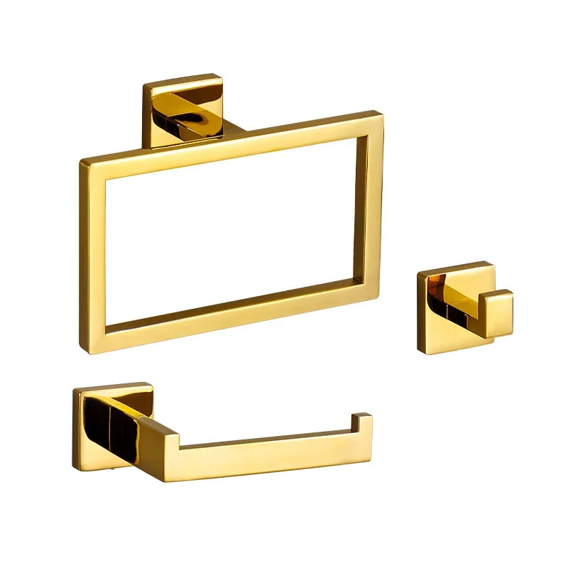 Polished Golden Bathroom Hardware Hook Towel Bar Toilet