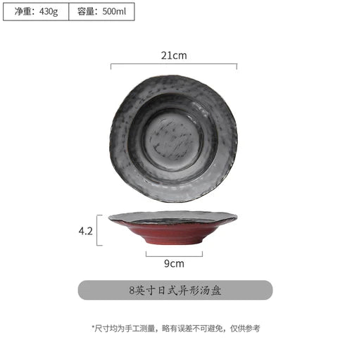 Handmade Stoneware Irregular Ceramic Plates Bowls Art Dish