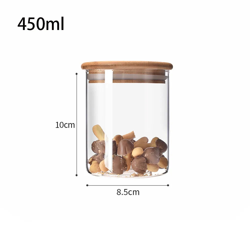 4/8pcs 250ml 500ml 1000ml Glass Jar Bamboo Lid