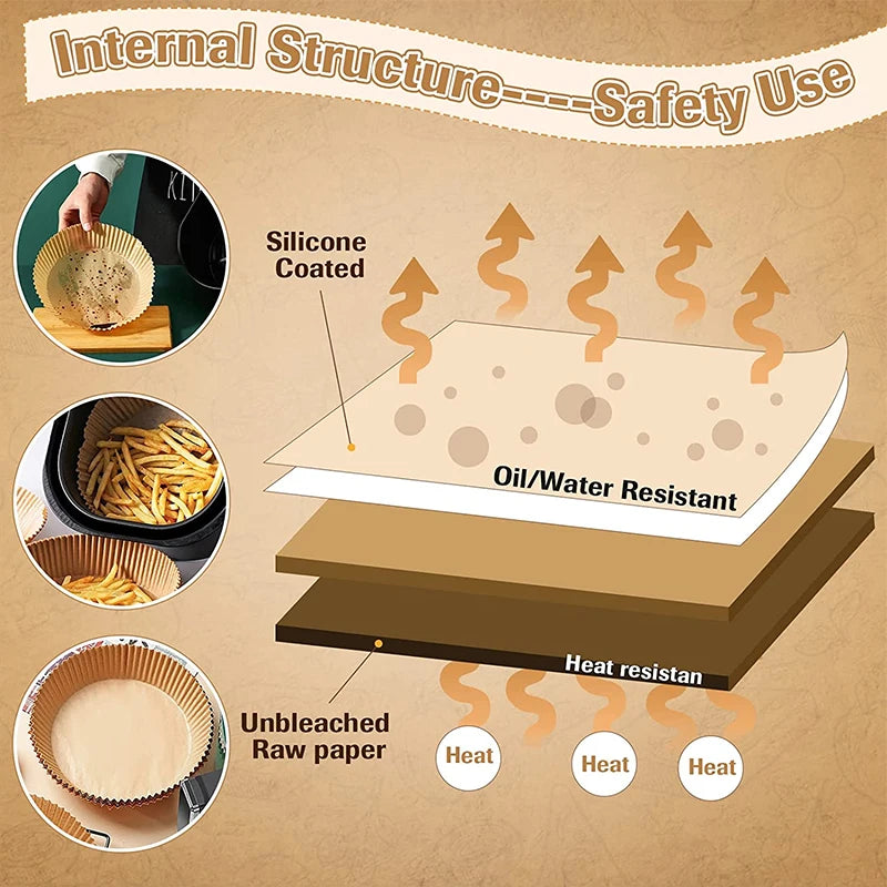 50/100pcs Air Fryer Disposable Paper Liner Airfryer Non-Stick