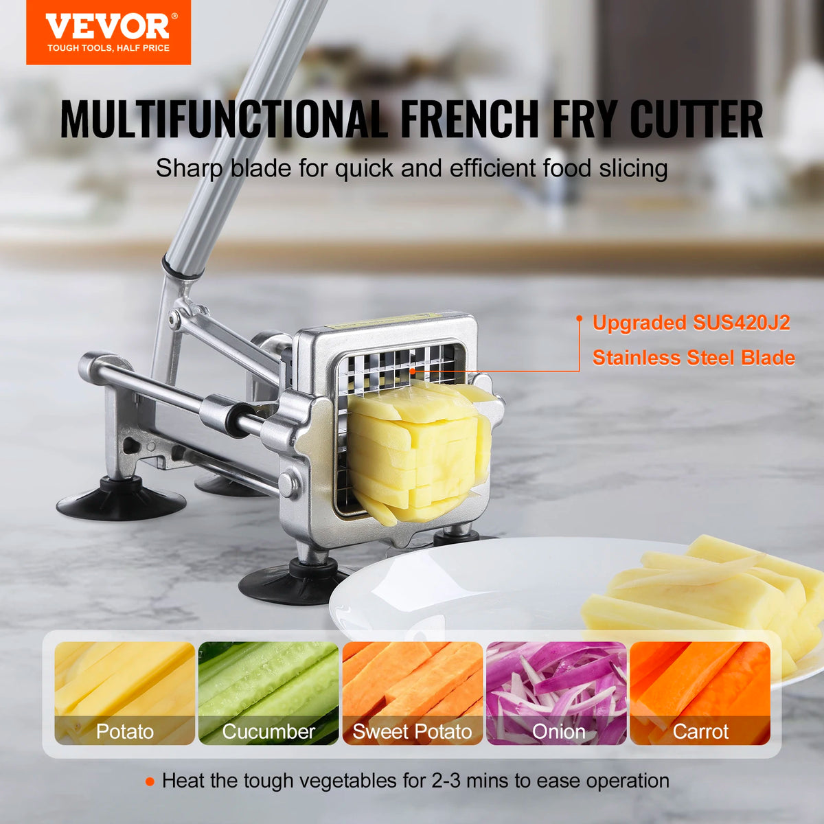 Succebuy French Fry Cutter Potato Slicer 1/2 3/8
