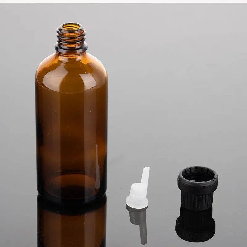 Tawny Fine Oil Bottle Big Head Brown Glass