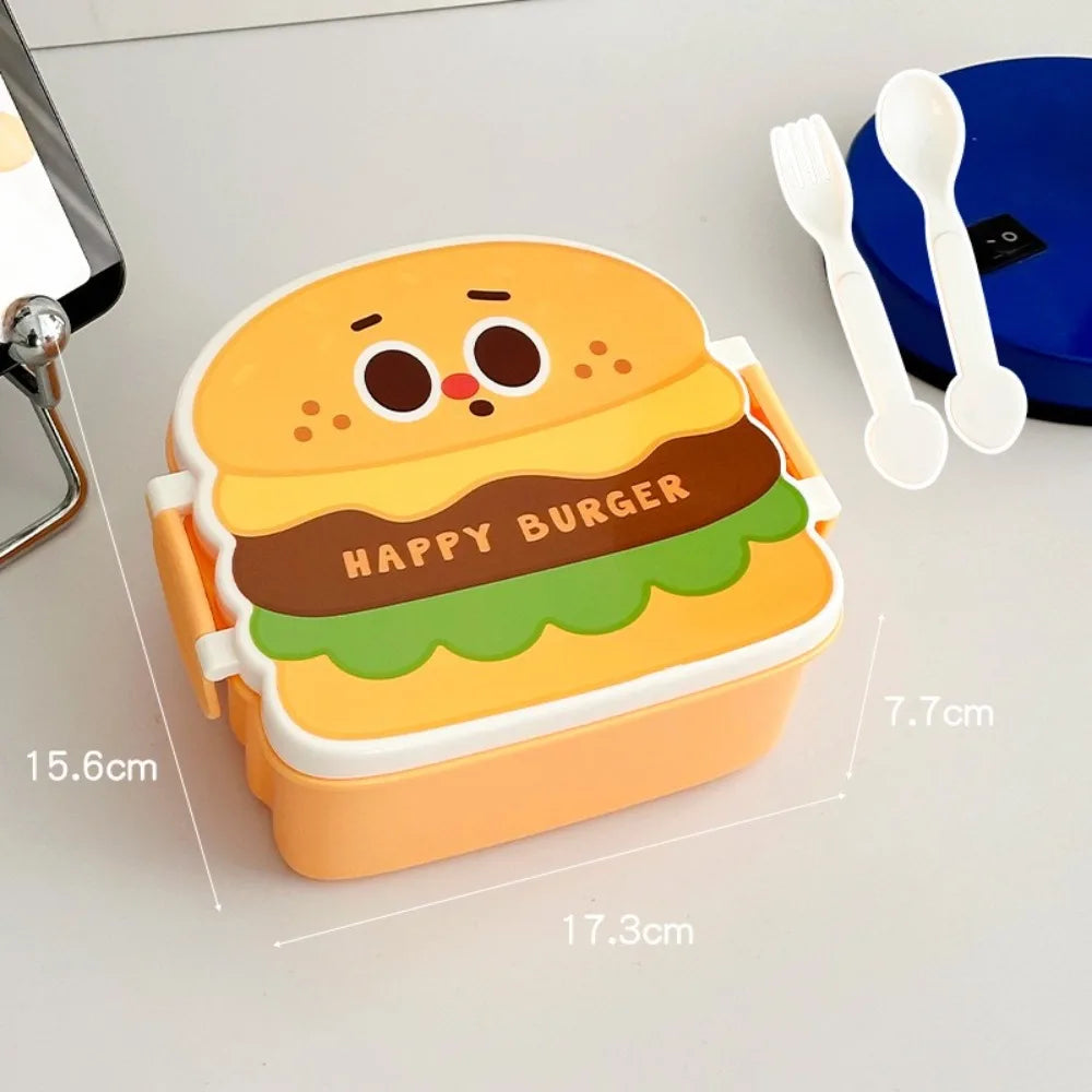 Creative Cartoon Bento Box Hamburger French Fries Divided