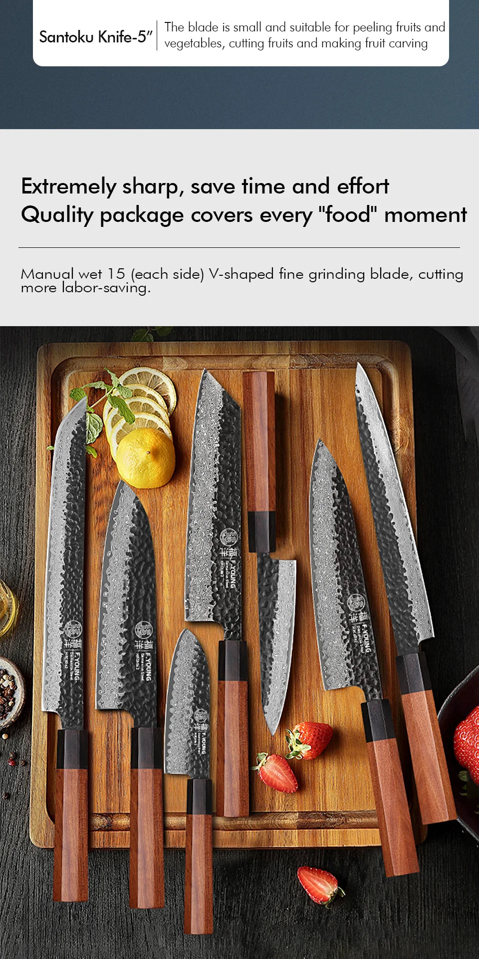 Young Japanese Hand Forged Chef Knife Damascus Steel
