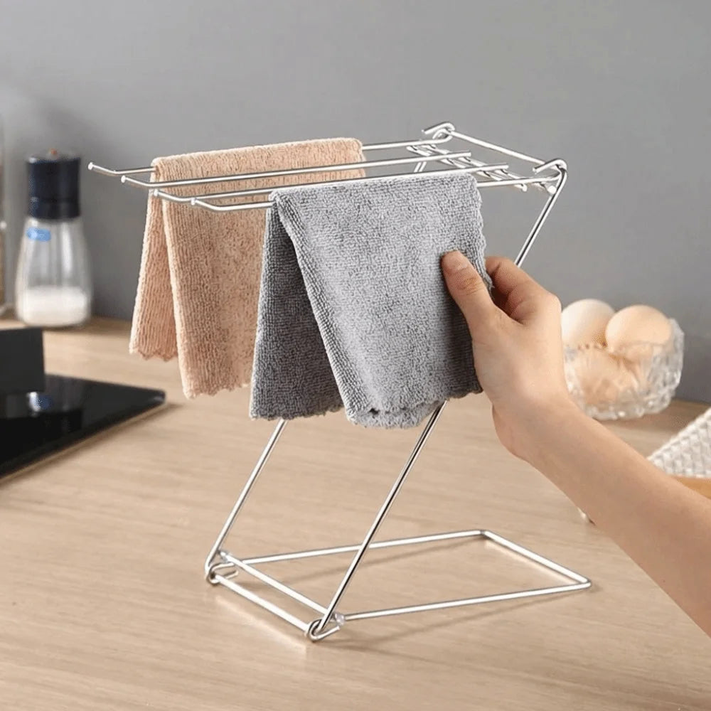 Stainless Steel Dishcloth Hanging Shelf Foldable Design Rag