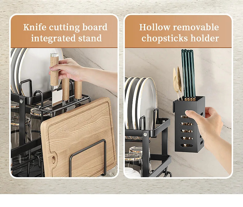 Dish Drying Rack Adjustable Stainless Steel Cutting Board