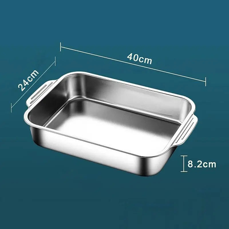 Stainless Steel Baking Pan Lids Deep Dish Fish/Pasta/Grilling