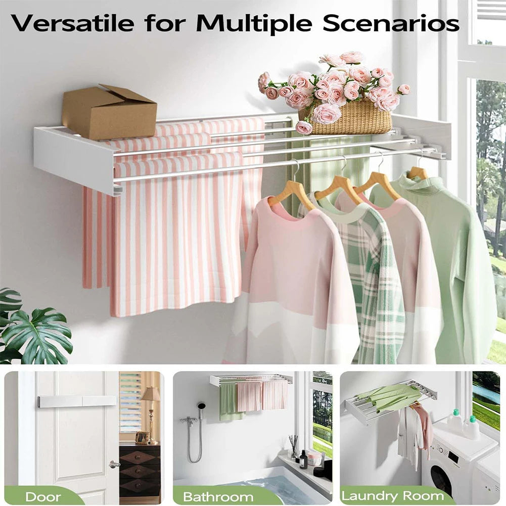 Wall Mounted Clothes Drying Rack Indoor Retractable Collapsible