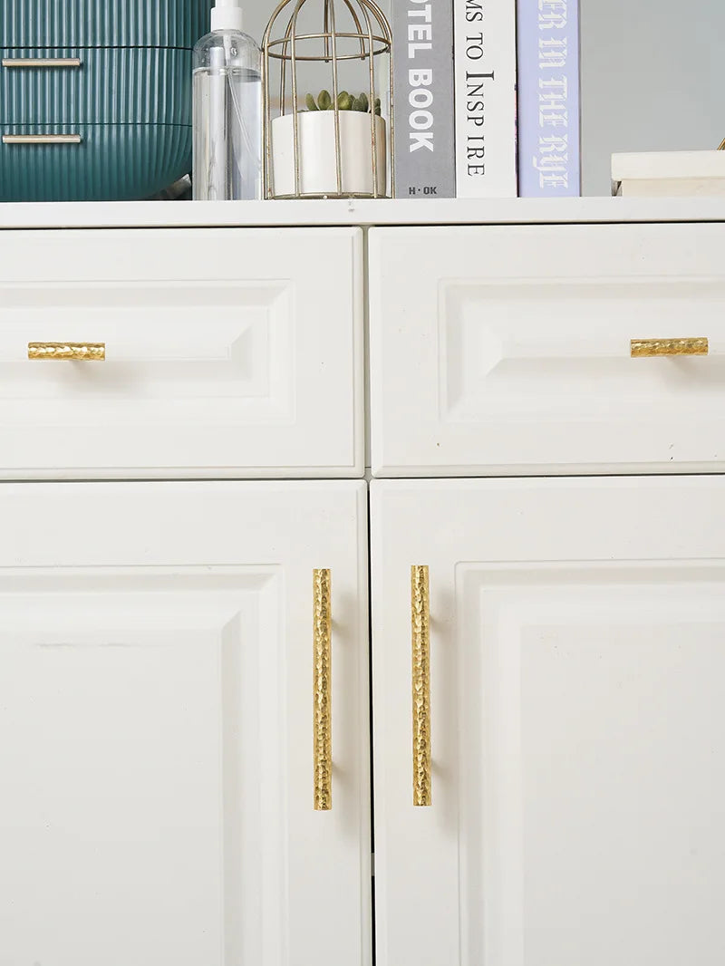 Solid Brass Wardrobe Handles Hammered Texture Handles Gold
