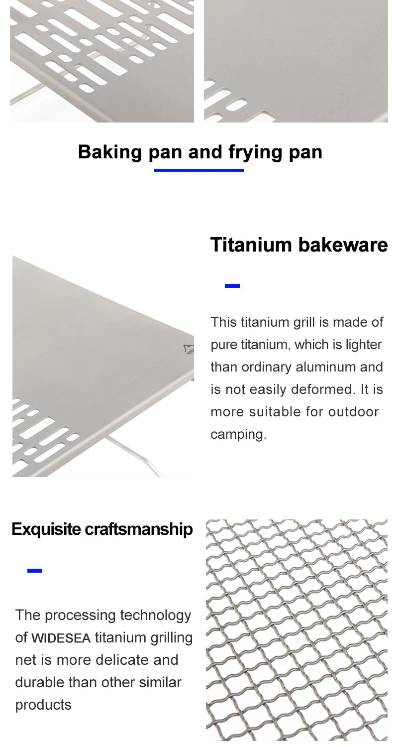 Widesea Titanium Charcoal Bbq Grill Net Folding Legs