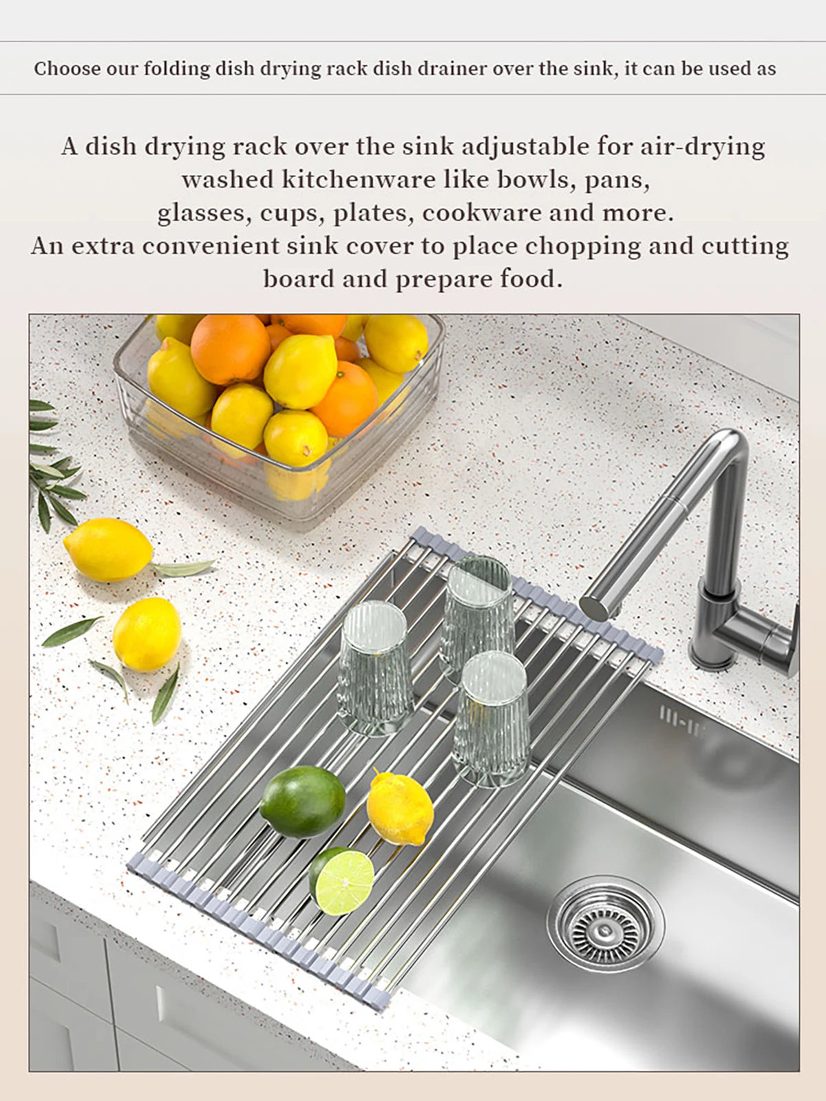 Roll Up Dish Drying Rack Over Sink Stainless