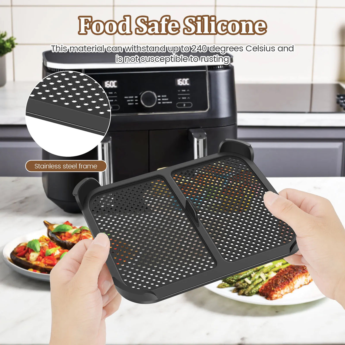 2pcs Air Fryer Splatter Guard Heat Resistant Air