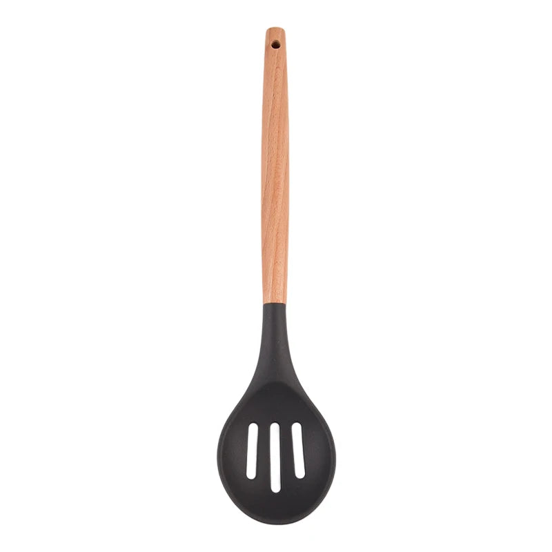 1pc Silicone Skimmer Colander Slotted Serving Spoon Salad