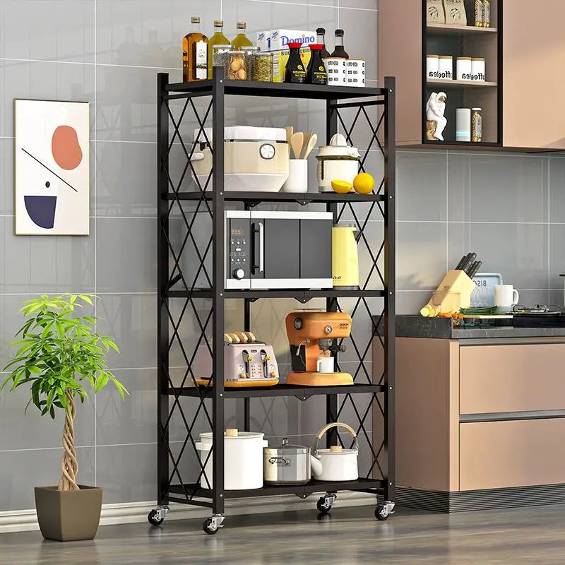Foldable Large Iron Frame Storage Living Room Rack