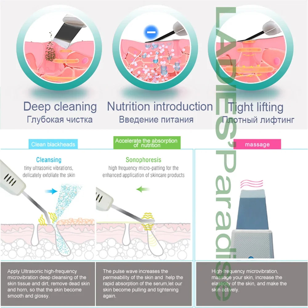 Professional Ultrasonic Facial Skin Scrubber Exfoliatorion Deep