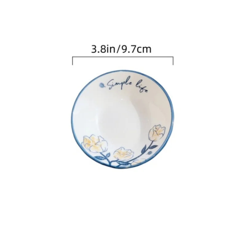 4-Piece 8-Inch Japanese Hand-Painted Ceramic Dipping Dishes Soy