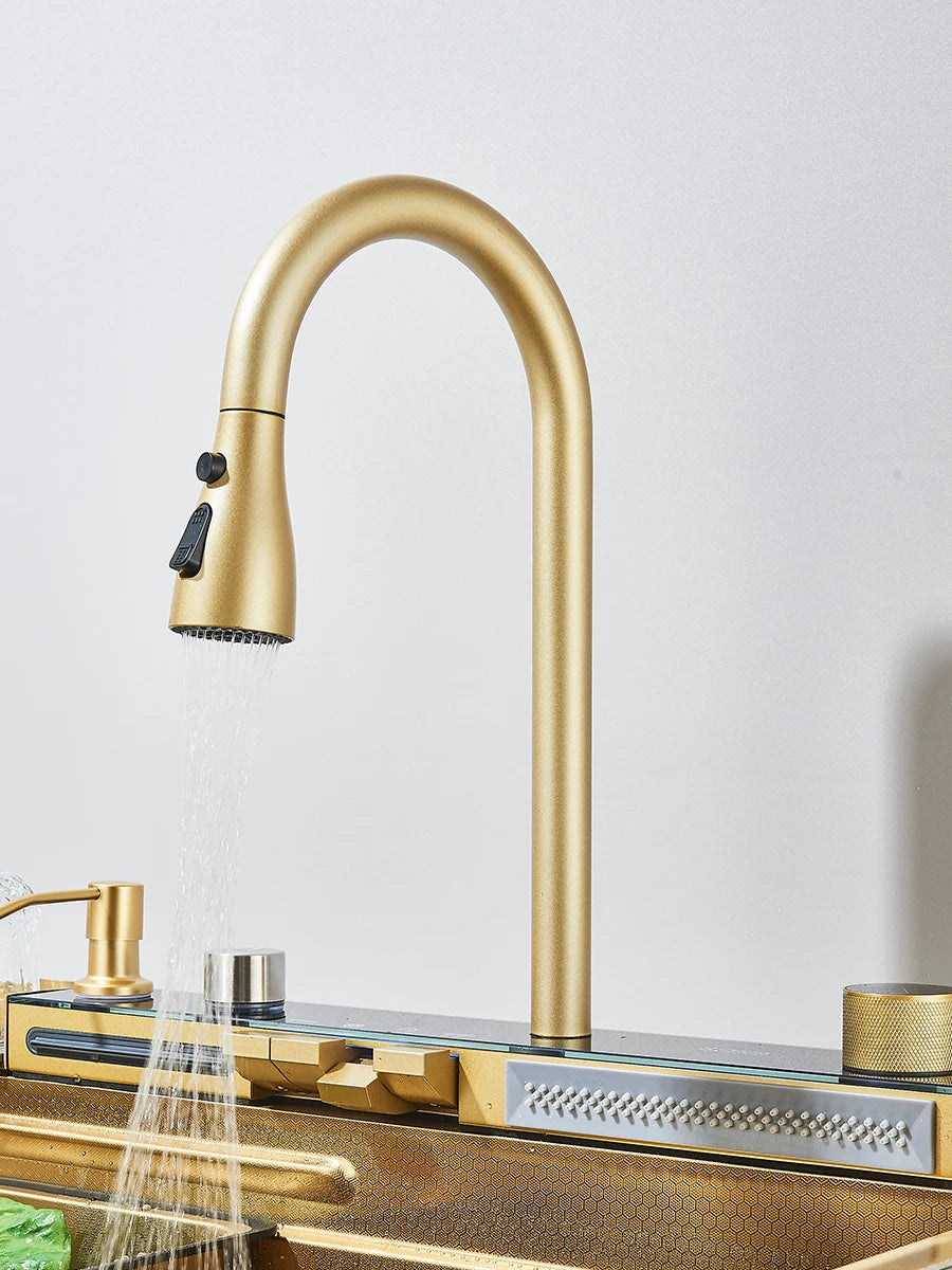 304 Stainless Steel Waterfall Sink Large Slot Integrated