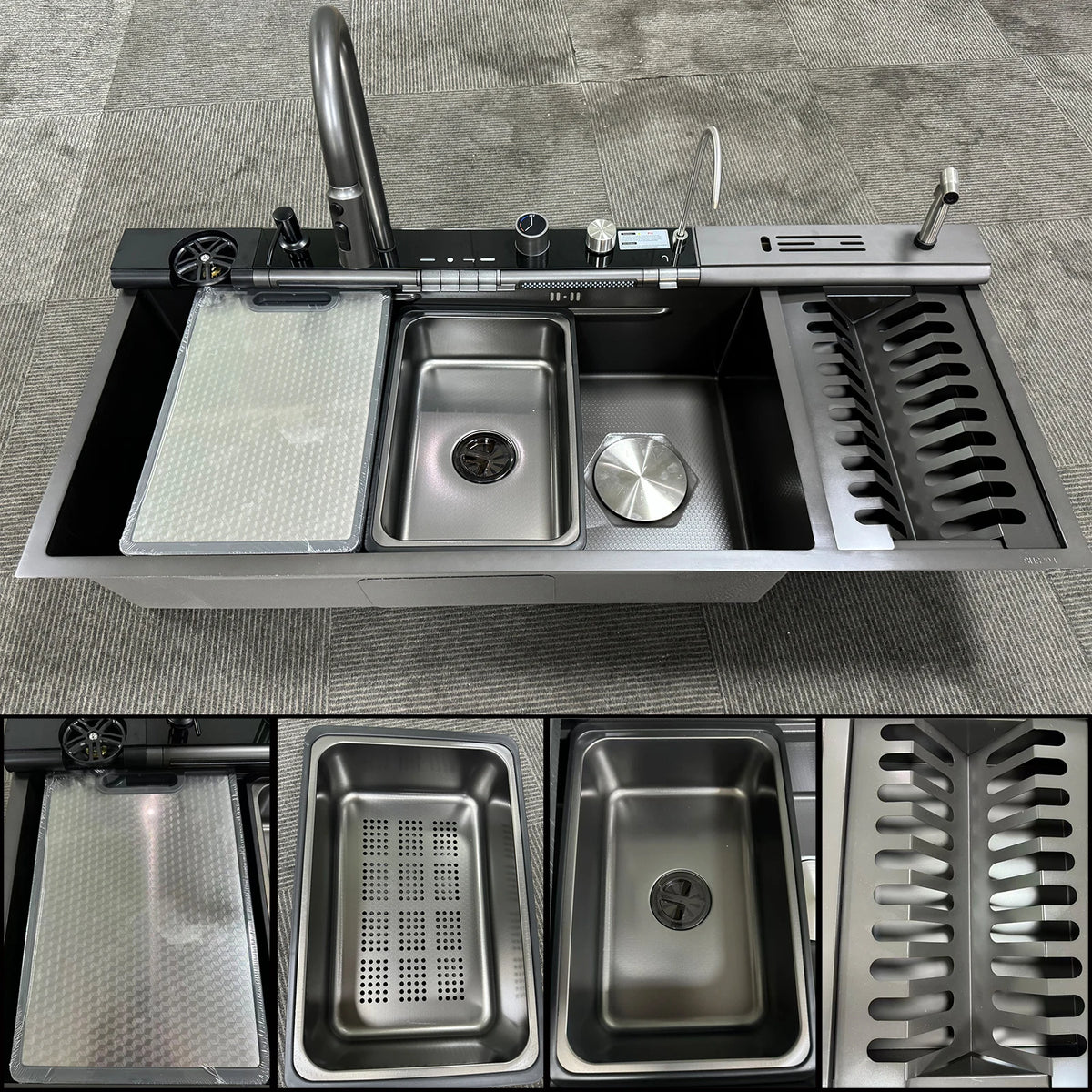 Stainless Steel Waterfall Sink Scratch Durable Resistant Large