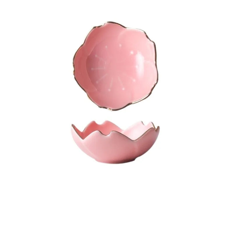 Japanese Ceramic Plate Sakura Petals Dipping Dish Soy