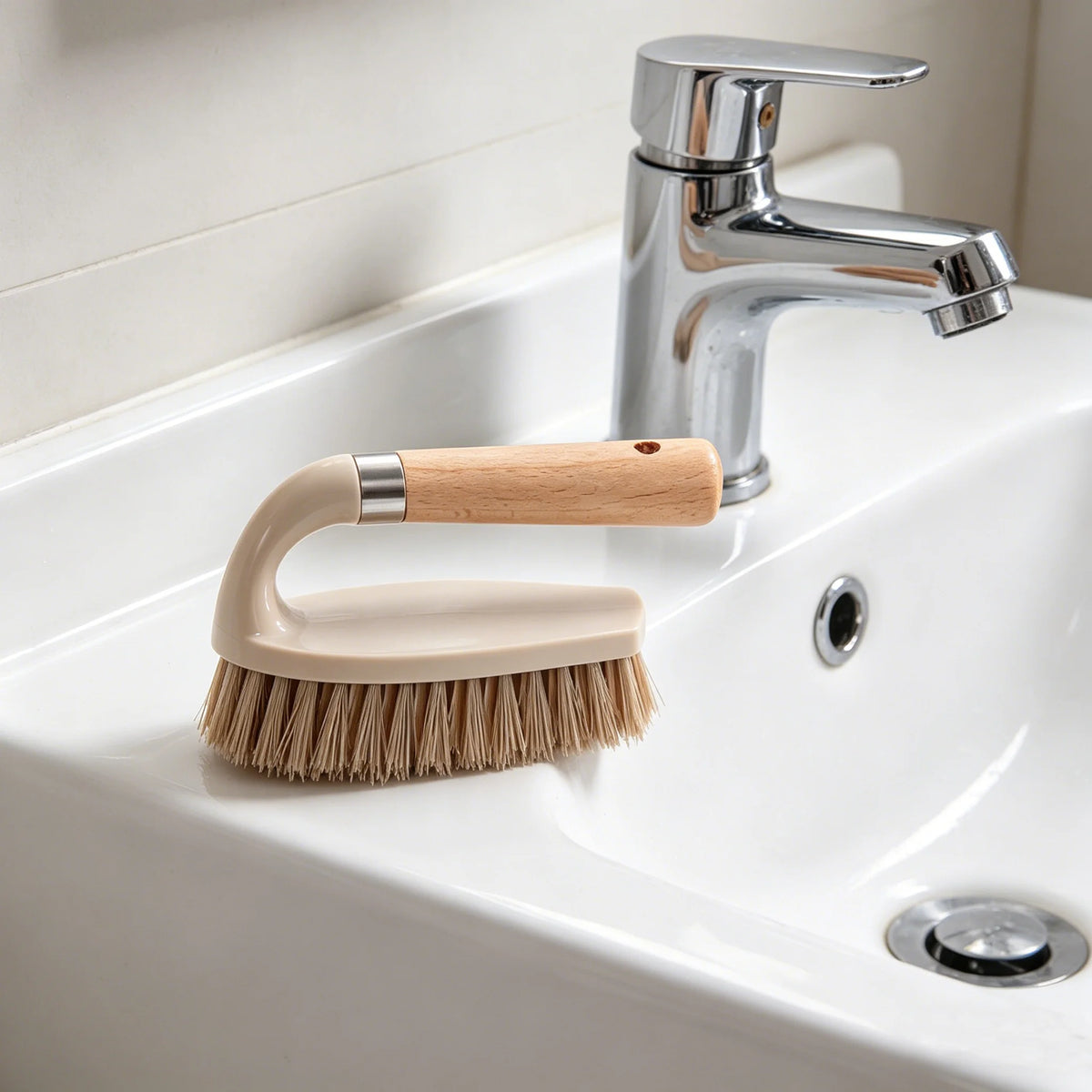 Wooden Handle Cleaning Brush Stiff Bristle Scrubber