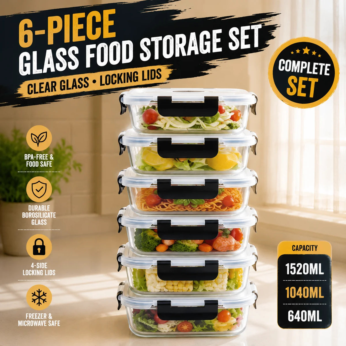 2-Pack/3-Pack /6 -Pack 620 Ml/640 Ml/800 Ml/1040 Ml/1520