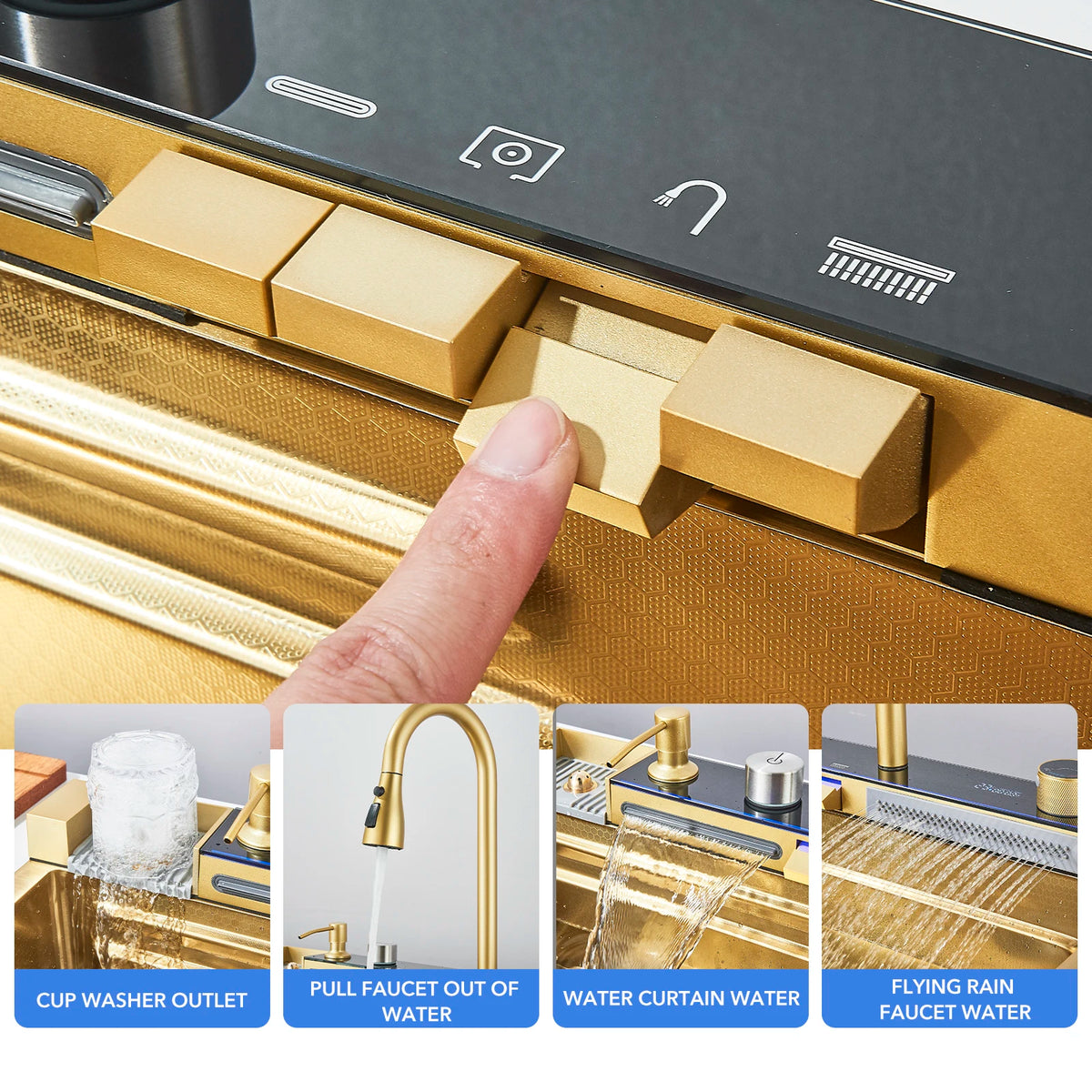 Golden Smart Digital Display Integrated Sink Temperature Control