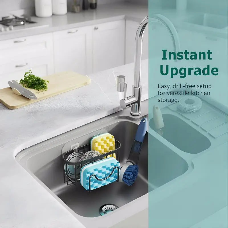 Sink Organizer - Stainless Steel Suction Sponge Stand
