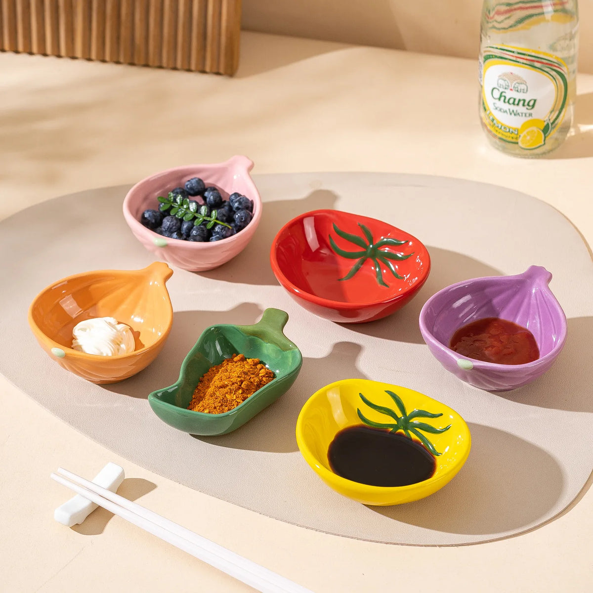 Sauce Dish Vegetable Shaped Ceramic Dipping Bowl Mini