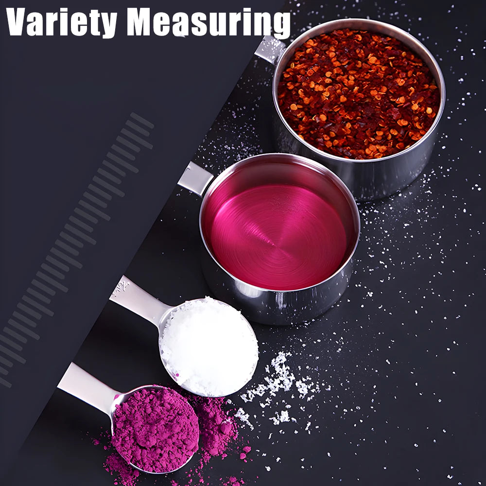 Stackable Measuring Cups Spoons Baking Stainless Steel Coffee