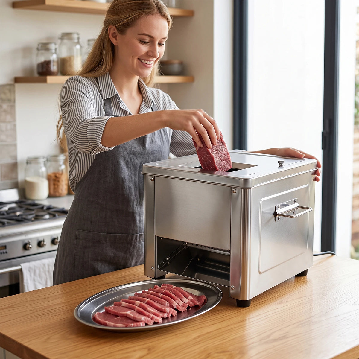 Commercial 850w Stainless Steel Electric Meat Slicer Meat