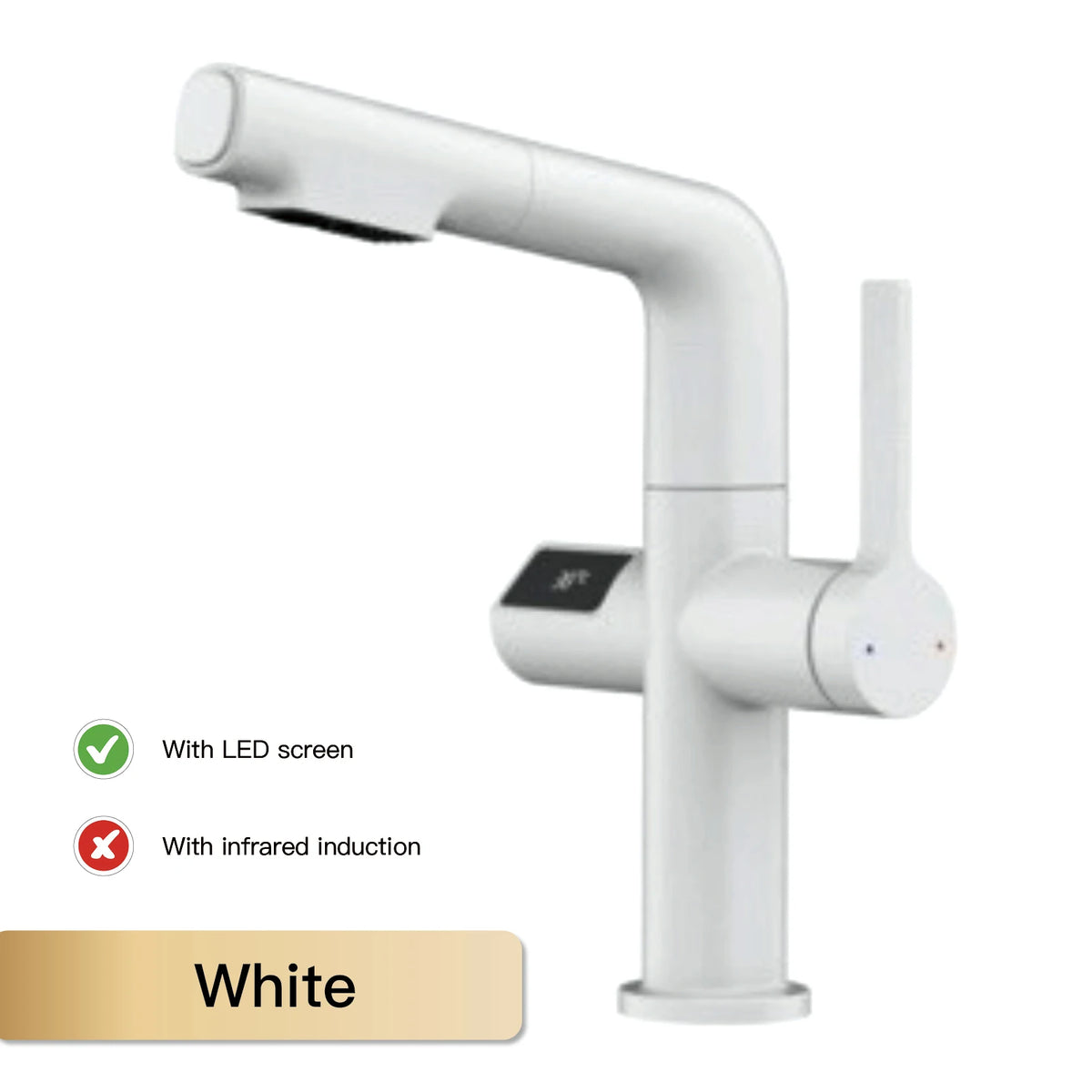 Light Luxury Gun Gray Brass Faucet Digital Display