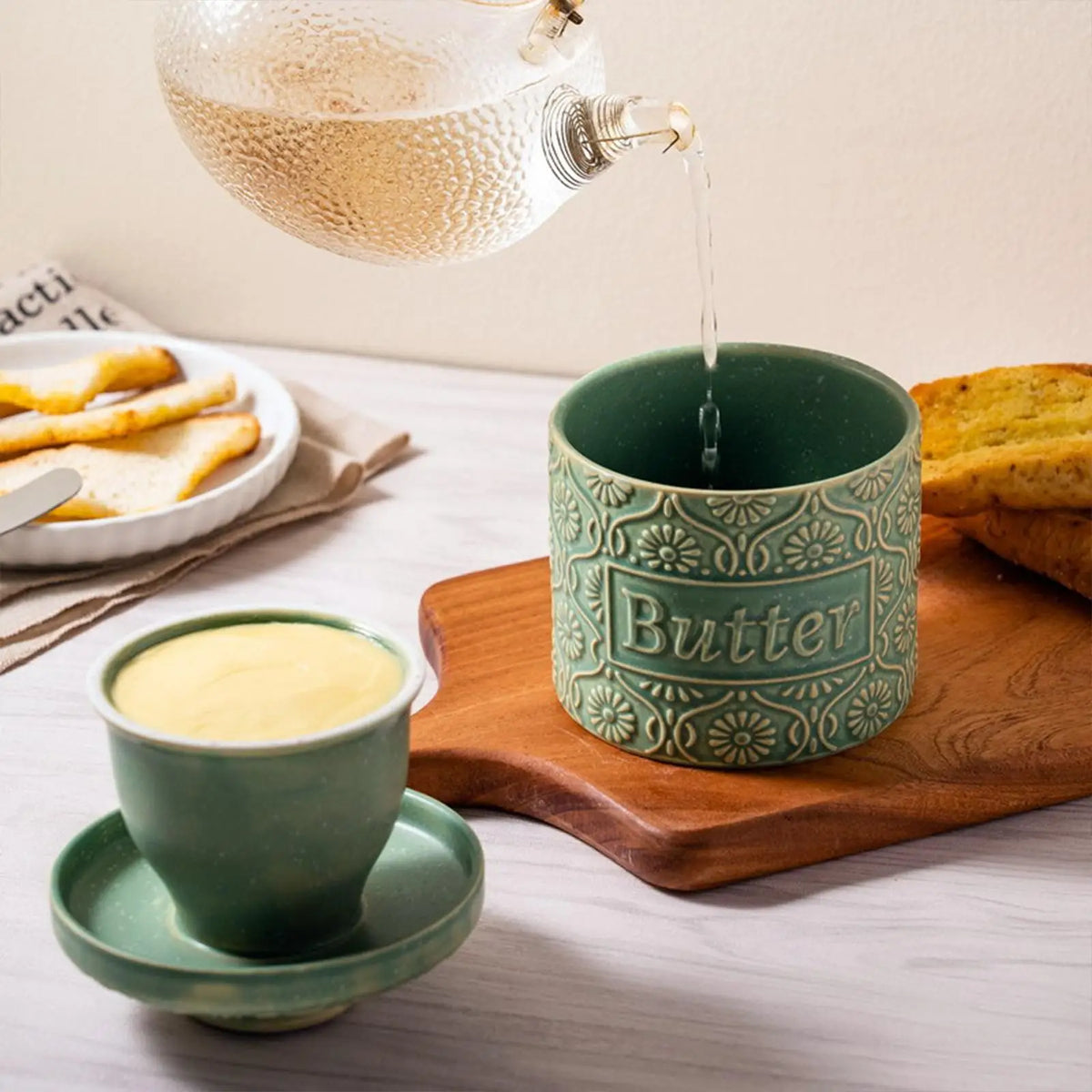Ceramic Butter Container French Butter Crock Lid Butter