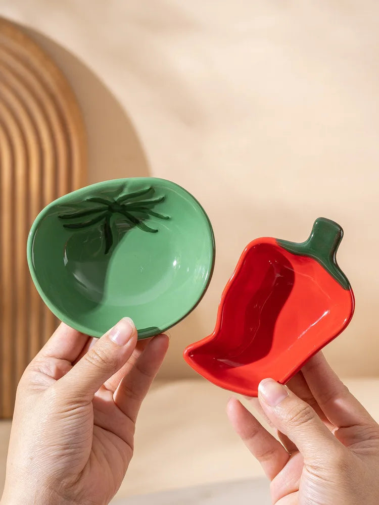Sauce Dish Vegetable Shaped Ceramic Dipping Bowl Mini