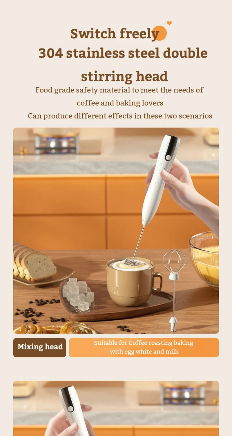 Mini Electric Milk Foamer Blender Wireless Coffee Whisk