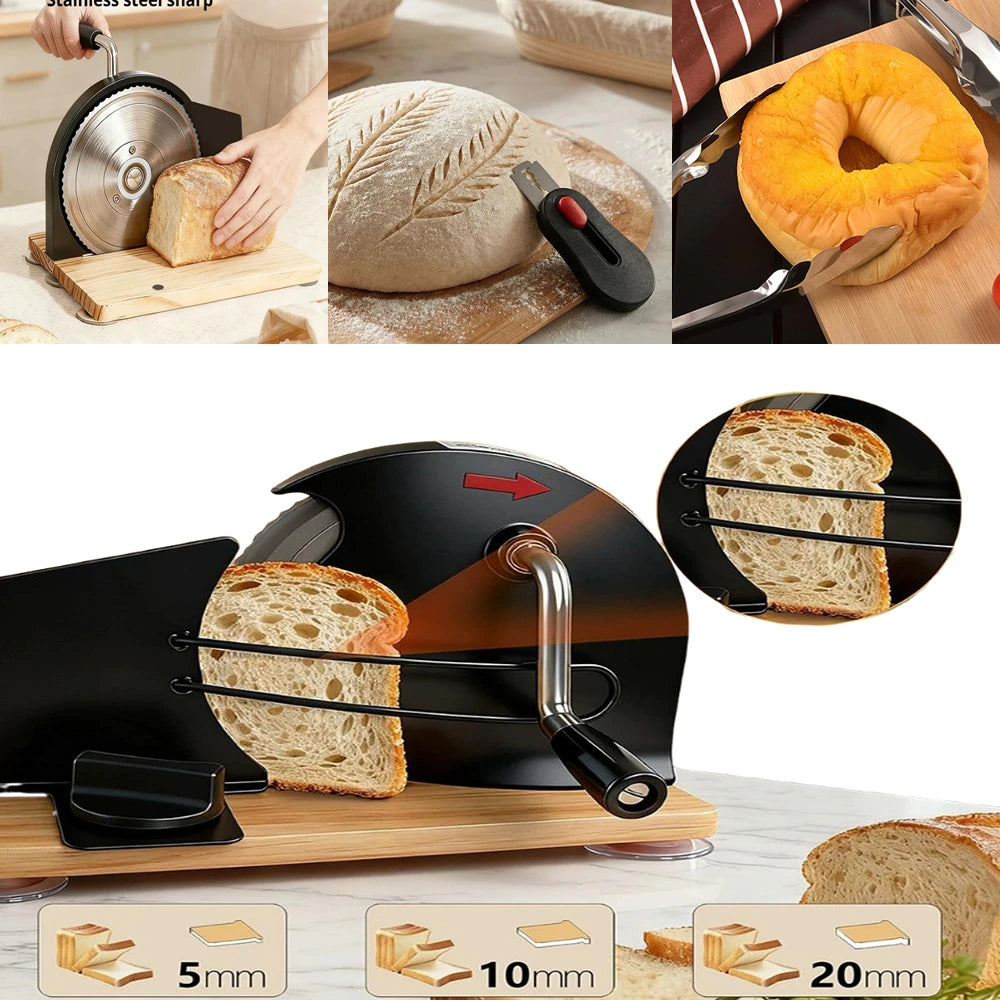 Hand Crank Bread Slicer 5-20mm Adjustable Thickness -