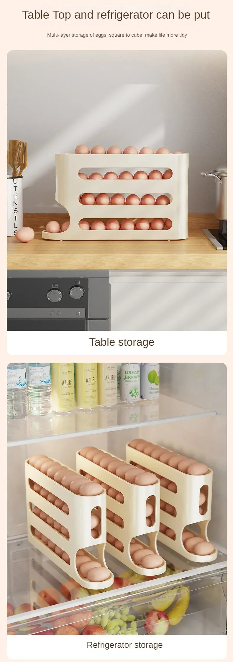 2/3/4 Tier Egg Holder Storage Container Automatic Rolling