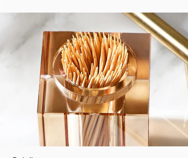 Luxury Crystal Glass Toothpick Box Barrel Dining Table